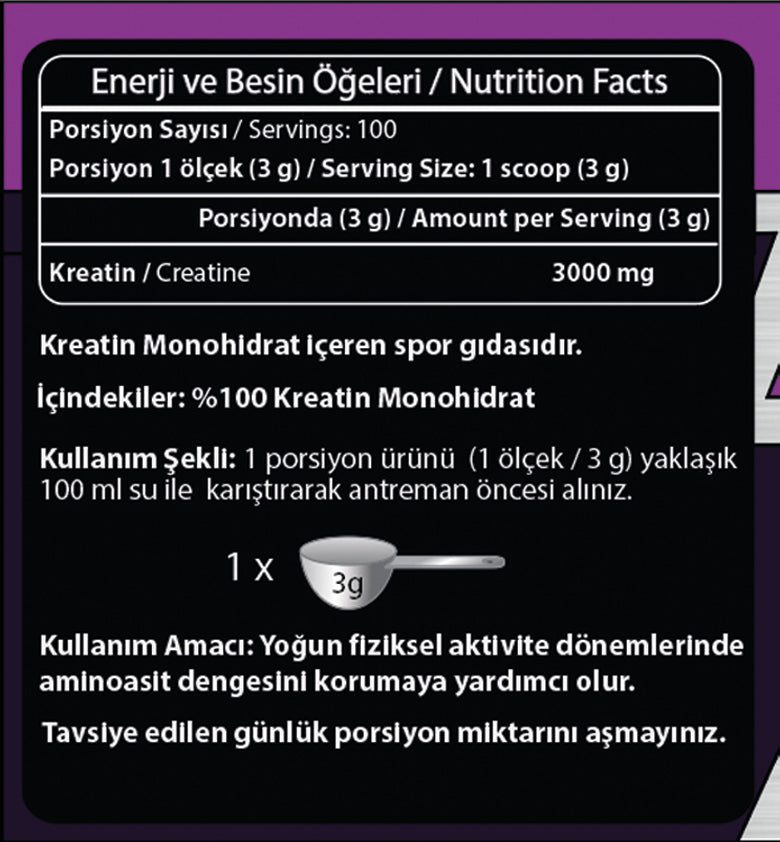 Fibrelle Kreatin Monohidrat 300 g - 100 Servis