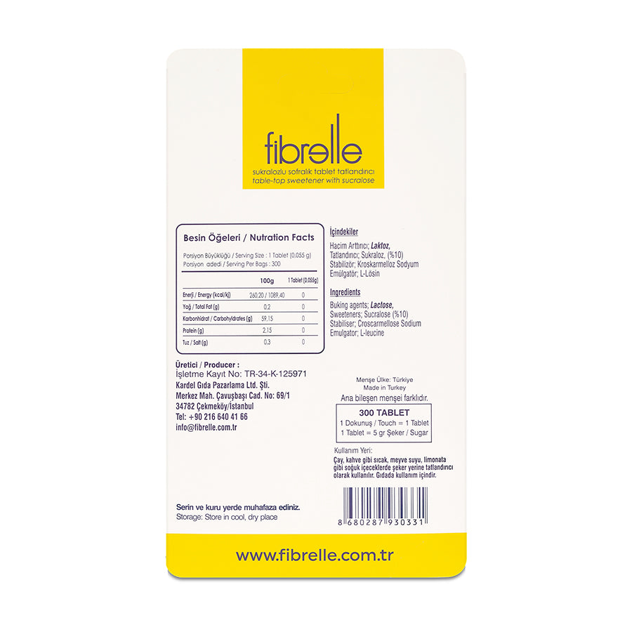 Fibrelle Cep Boy Tablet Tatlandırıcı (300' lü)