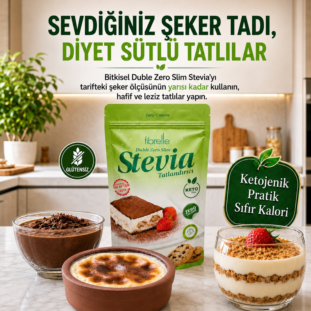Fibrelle Duble Zero Slim Stevia Tatlandırıcı 400 g