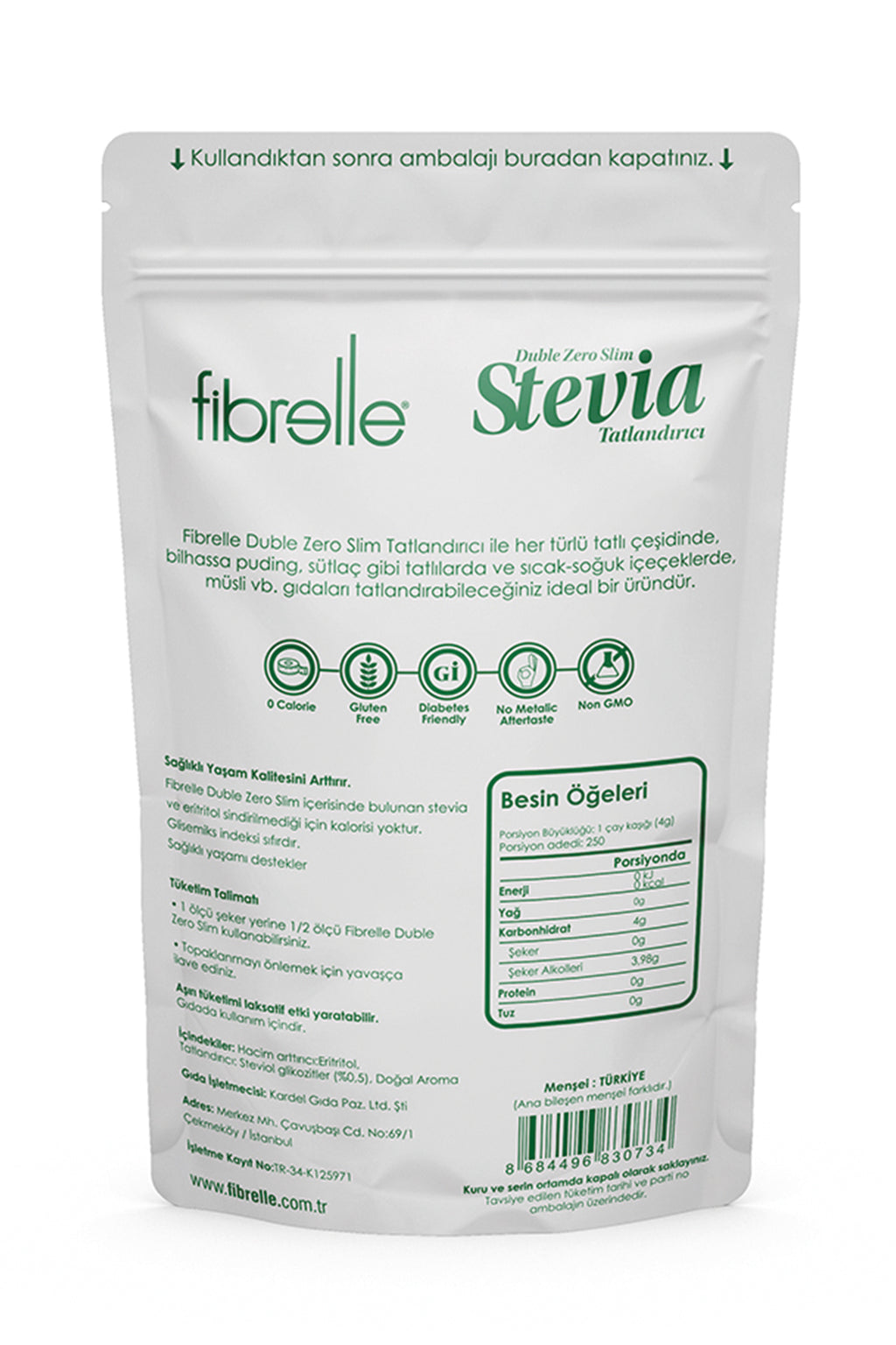Fibrelle Duble Zero Slim Stevia Tatlandırıcı 1 Kg