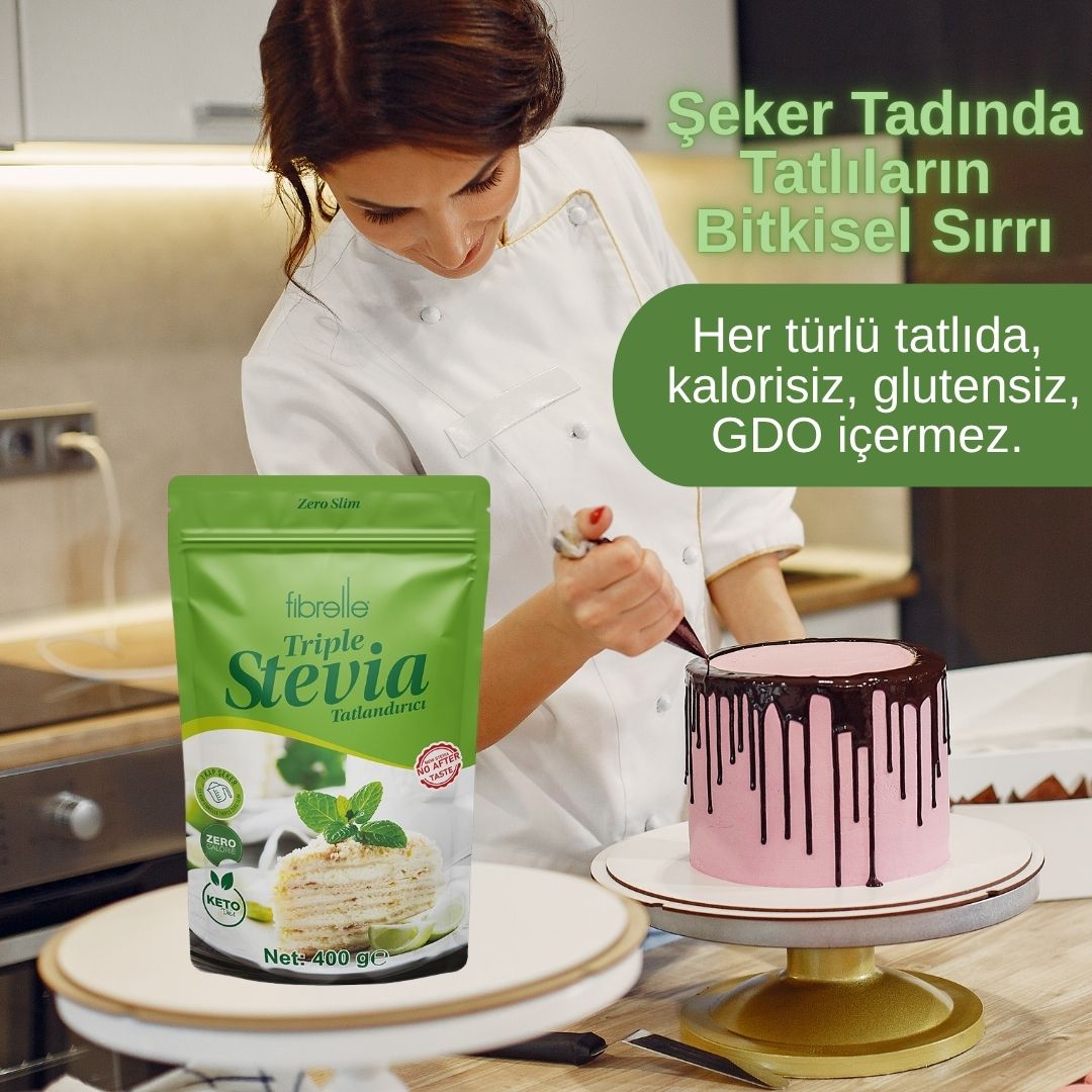 SLIIN F 90タブレット ダイエットサプリ3袋 Fibrelle Triple Zero Slim Stevia Tatlandırıcı 400 g