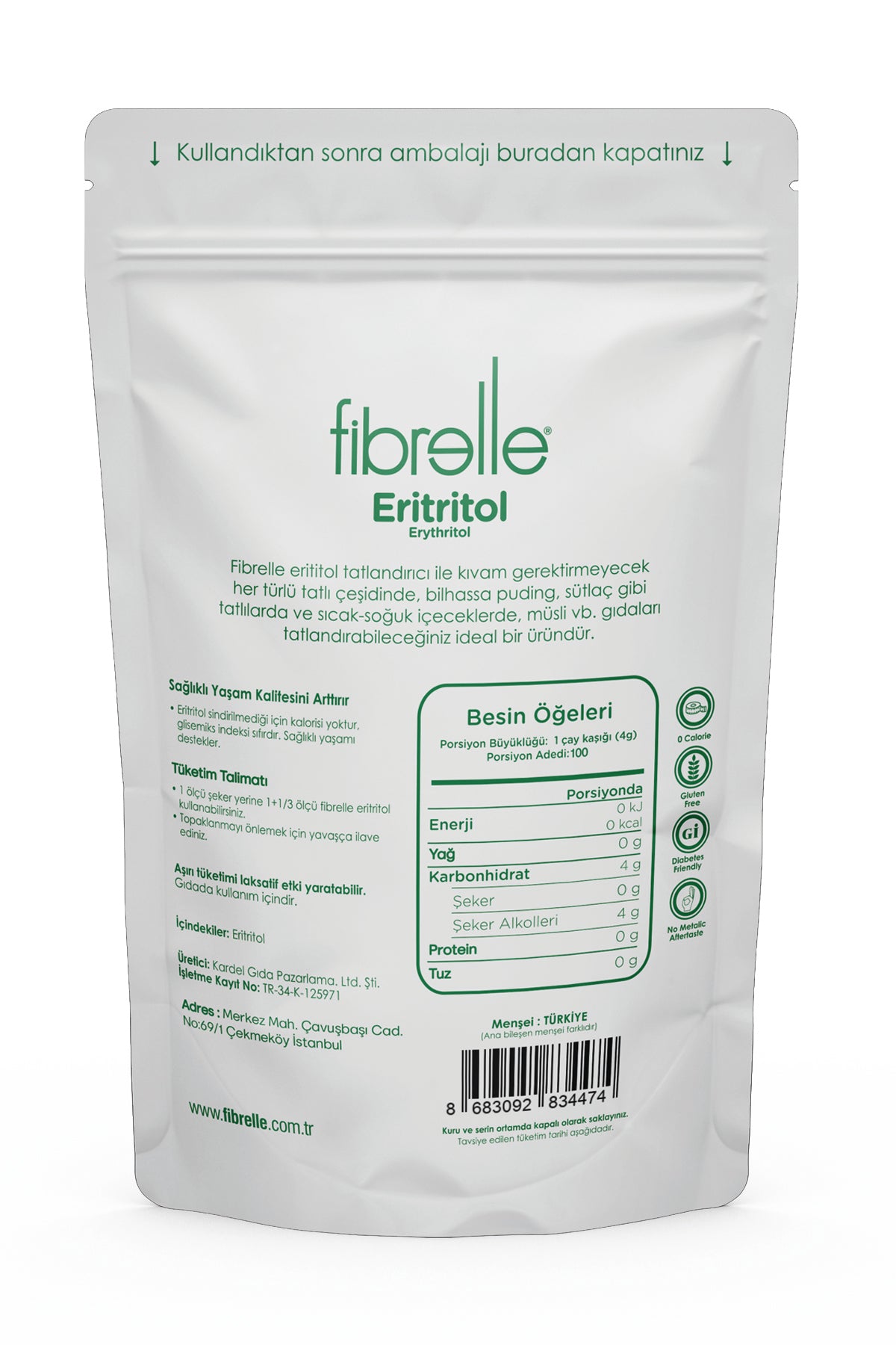 Fibrelle Eritritol (400 g. Doypak)