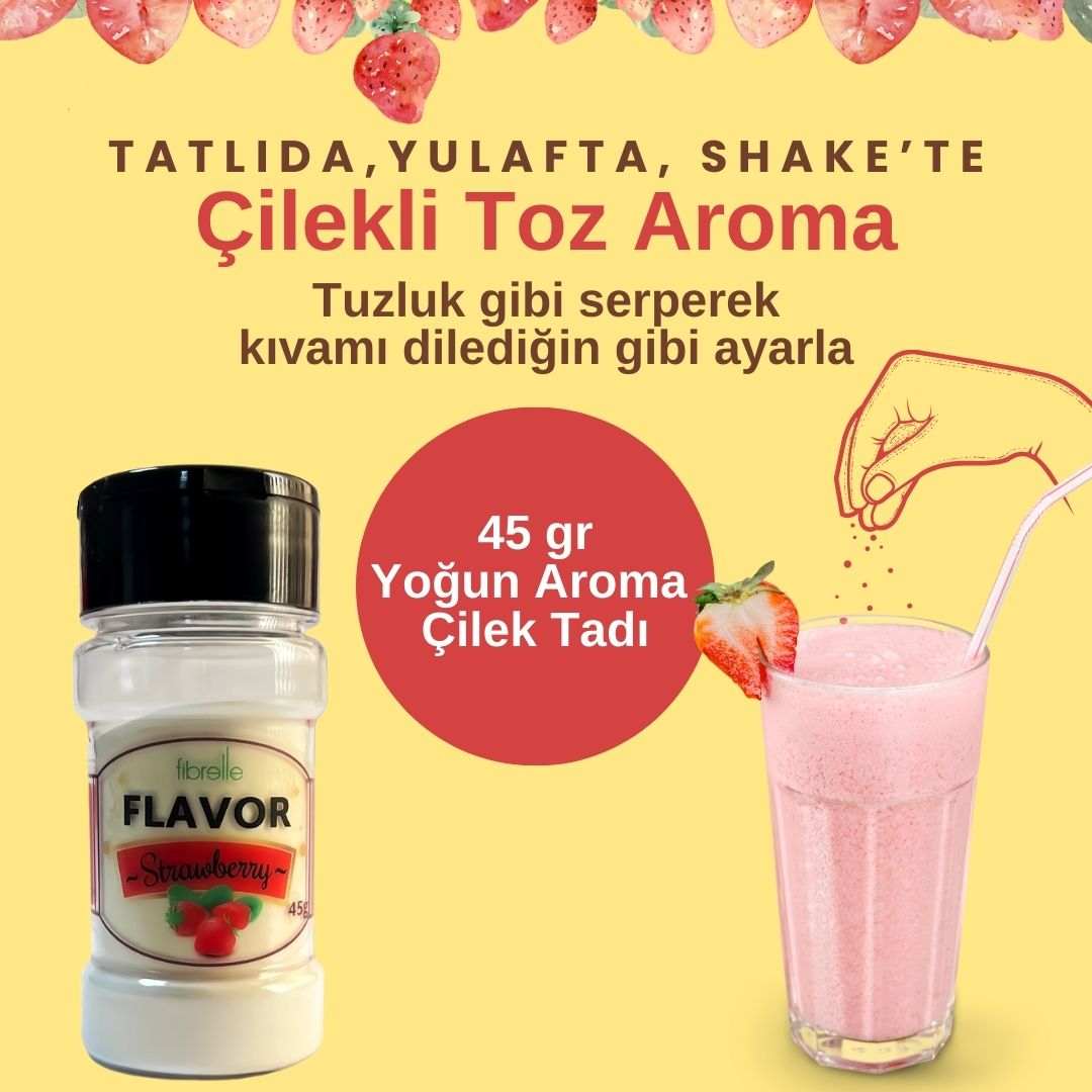 Fibrelle Flavor Çilek Aromalı Toz Aroma 45 g
