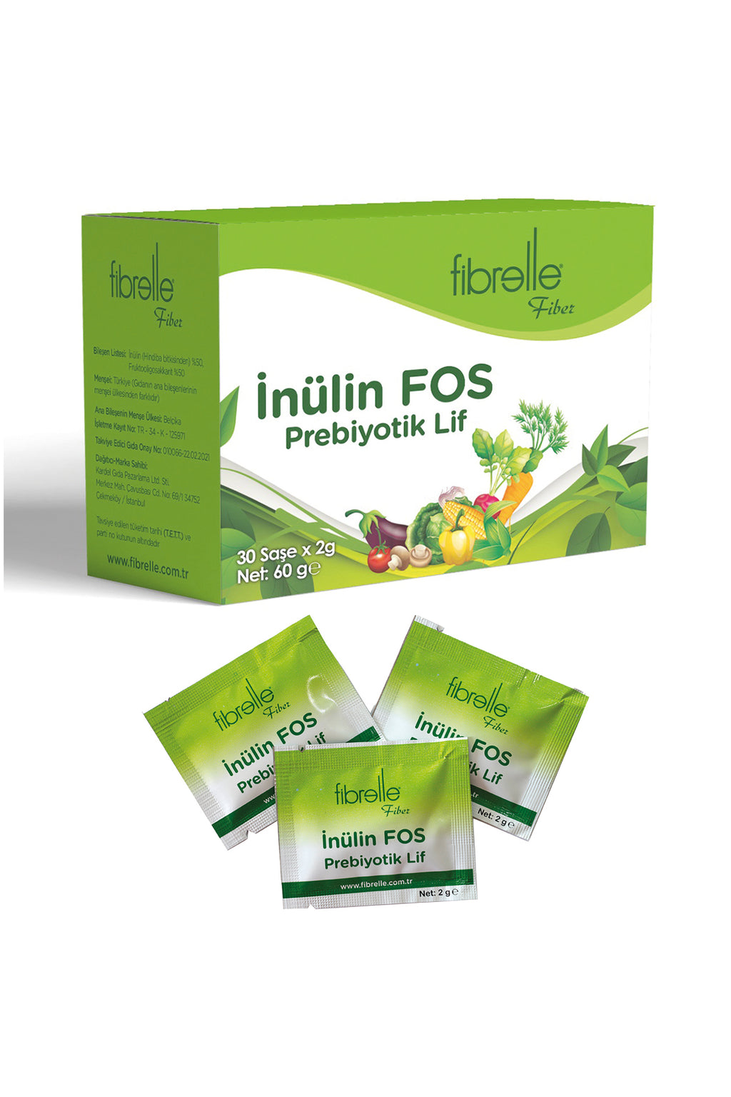 Fibrelle Doğal Prebiyotik Lif & İnulin Fos (Hindiba Lifi 30 Saşe x 2 g.) 60 g.