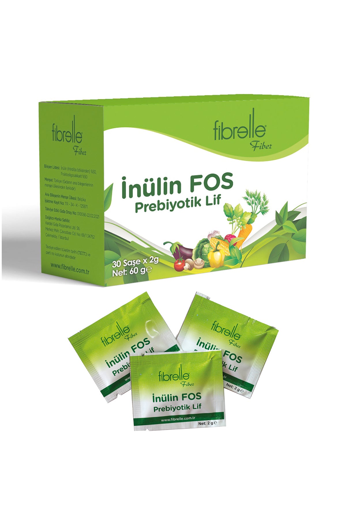 Fibrelle Doğal Prebiyotik Lif & İnulin Fos (Hindiba Lifi 30 Saşe x 2 g.) 60 g.