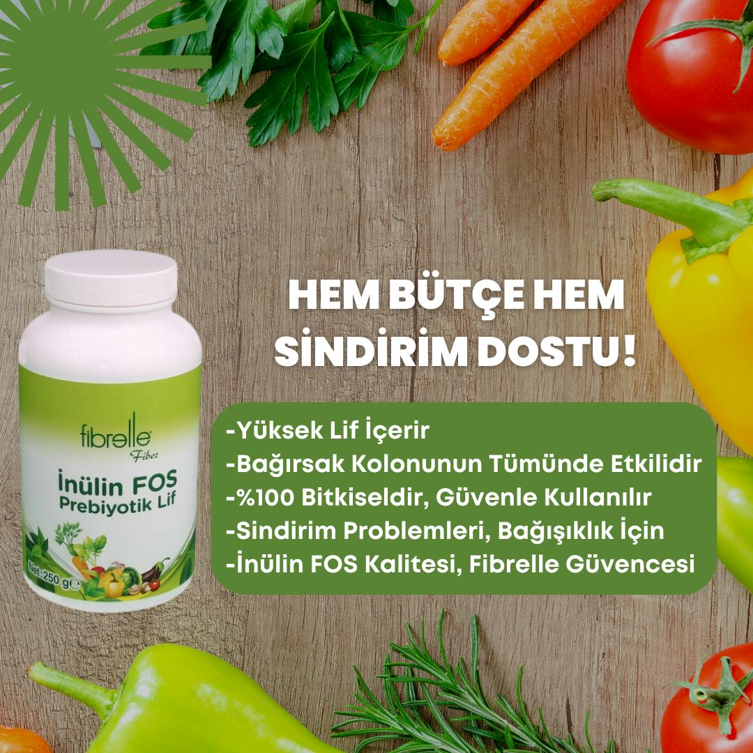 Fibrelle Doğal Prebiyotik Lif & İnulin Fos (Katkısız Hindiba Lifi) 250 g.