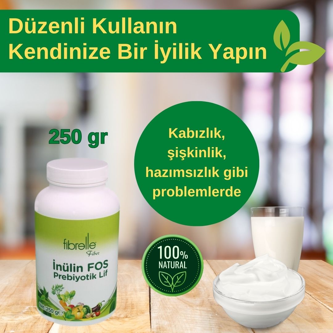 Fibrelle Doğal Prebiyotik Lif & İnulin Fos (Katkısız Hindiba Lifi) 250 g.