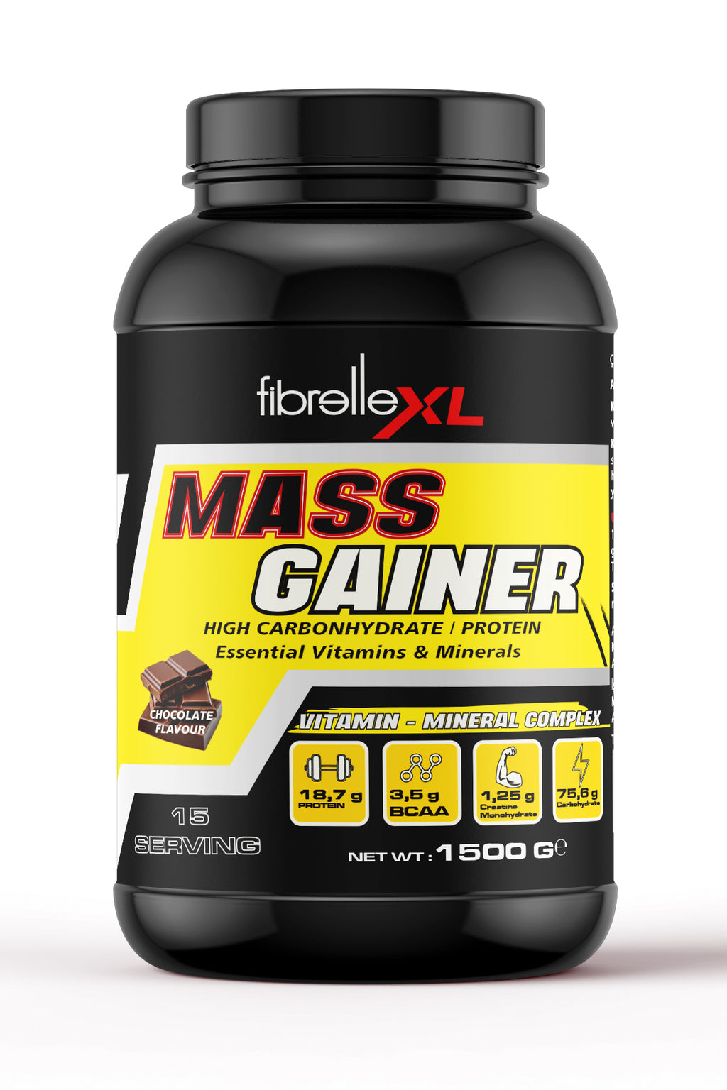 Fibrelle Mass Gainer Çikolata Aromalı 1500 g Karbonhidrat Tozu