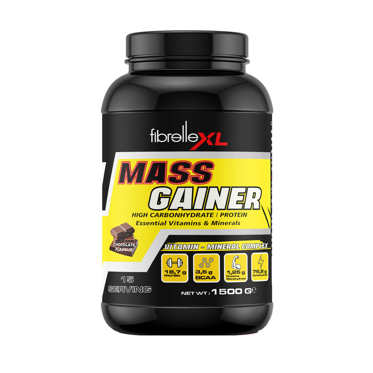 Fibrelle Mass Gainer Çikolata Aromalı 1500 g Karbonhidrat Tozu