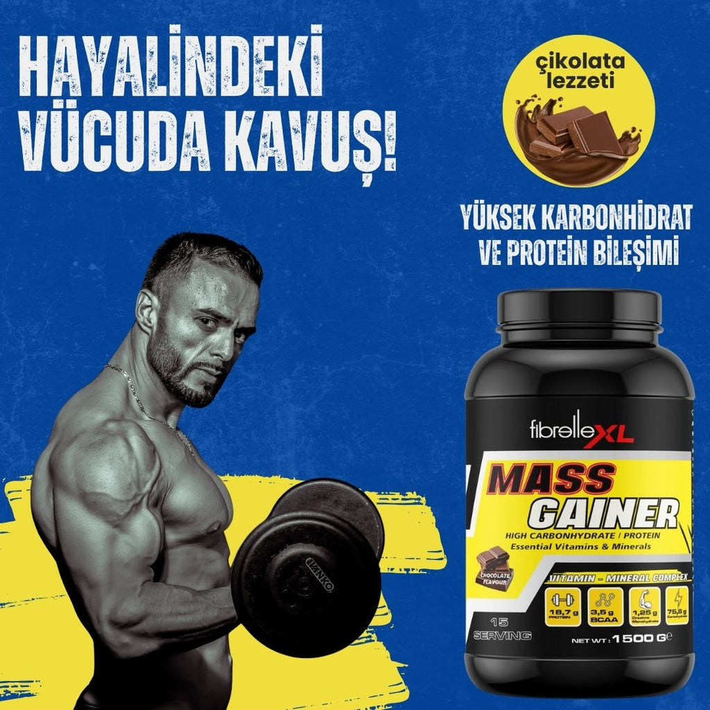 Fibrelle Mass Gainer Çikolata Aromalı 1500 g Karbonhidrat Tozu