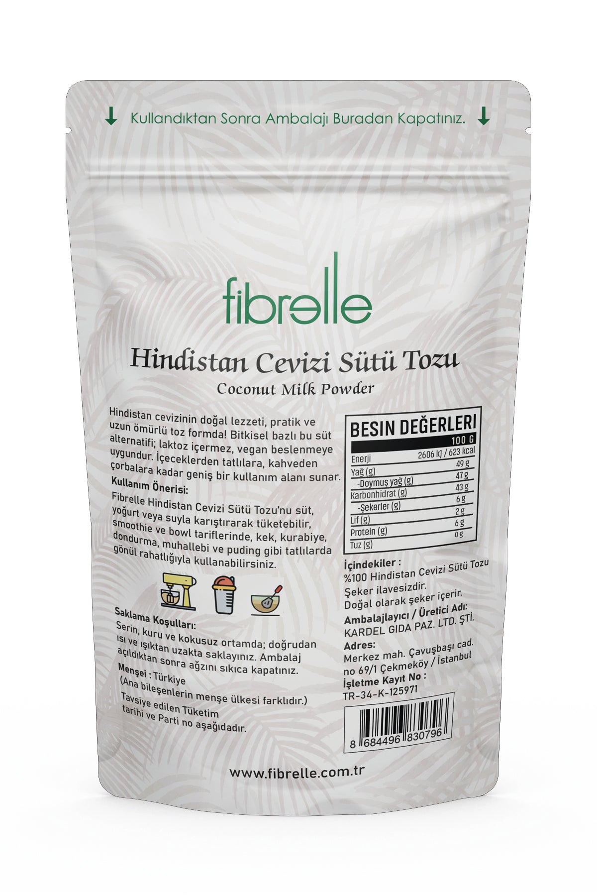 Fibrelle Hindistan Cevizi Sütü Tozu 100 g