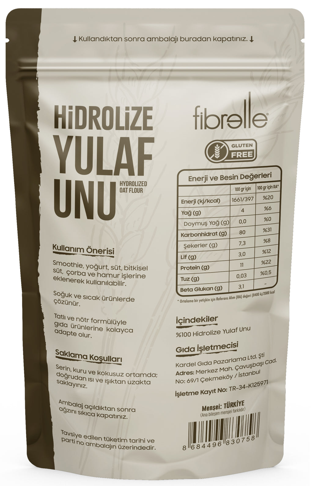 Fibrelle Hidrolize Yulaf Unu