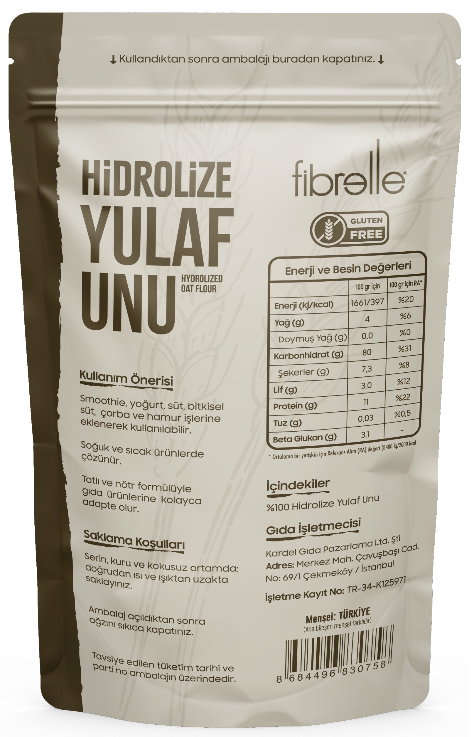 Fibrelle Hidrolize Yulaf Unu