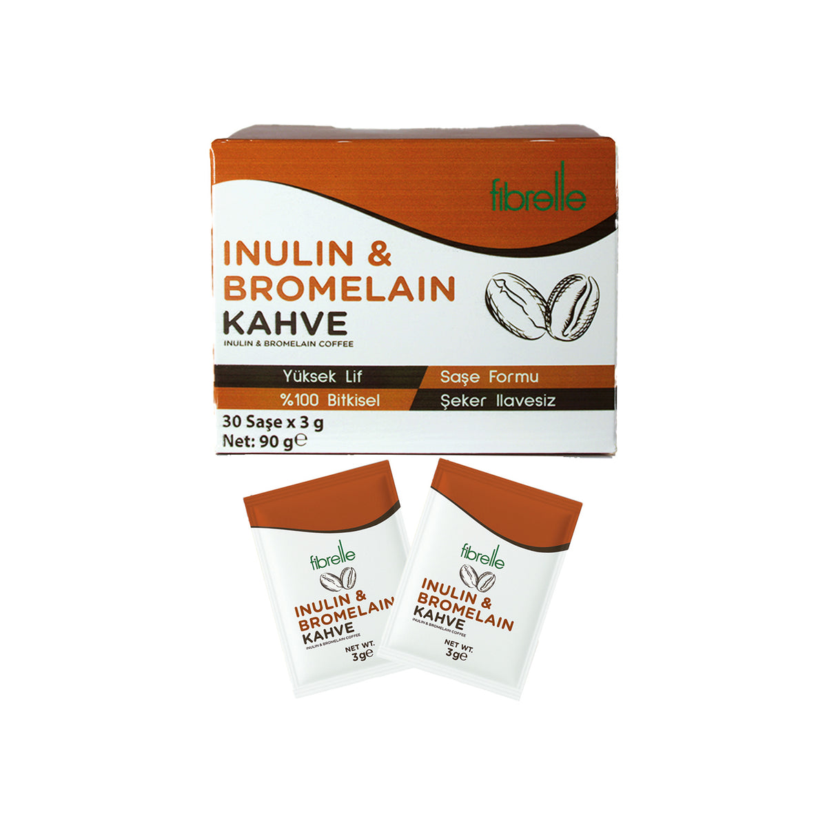 Fibrelle İnülin & Bromelain Detox Kahve (30 Saşe x 3 g.) 90 g.