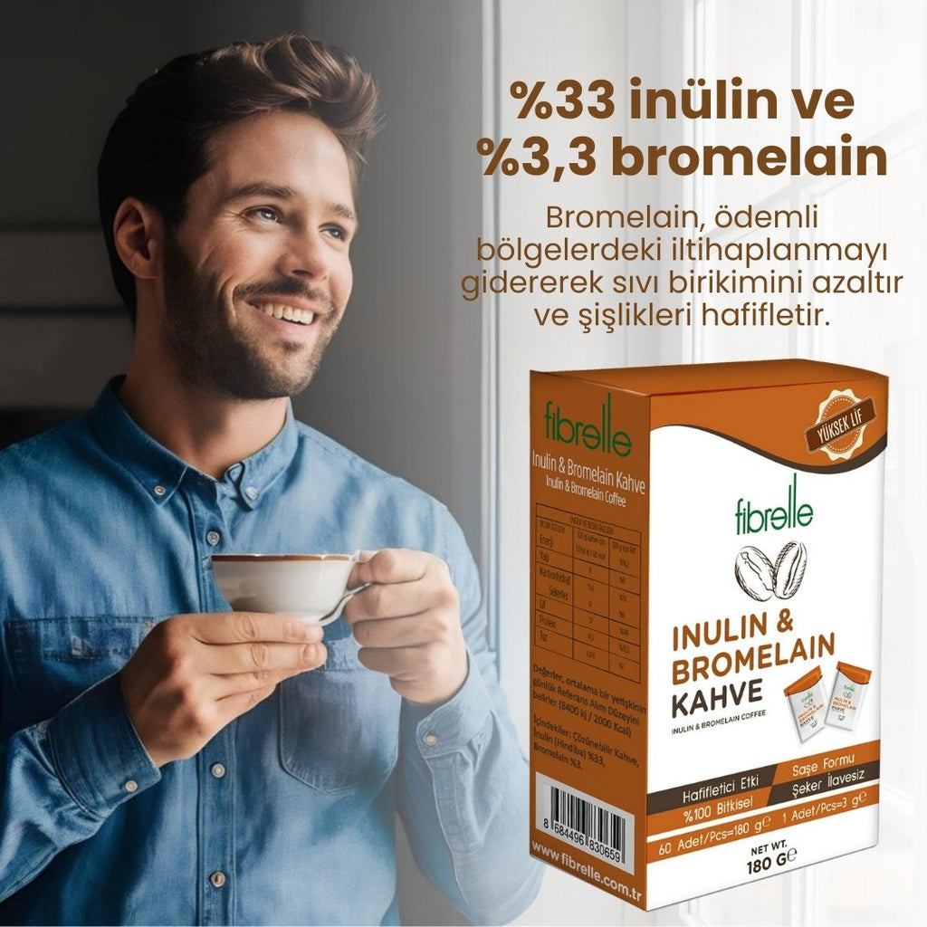 Fibrelle İnülin & Bromelain Detox Kahve 180 g. (60 Saşe x 3 g.)