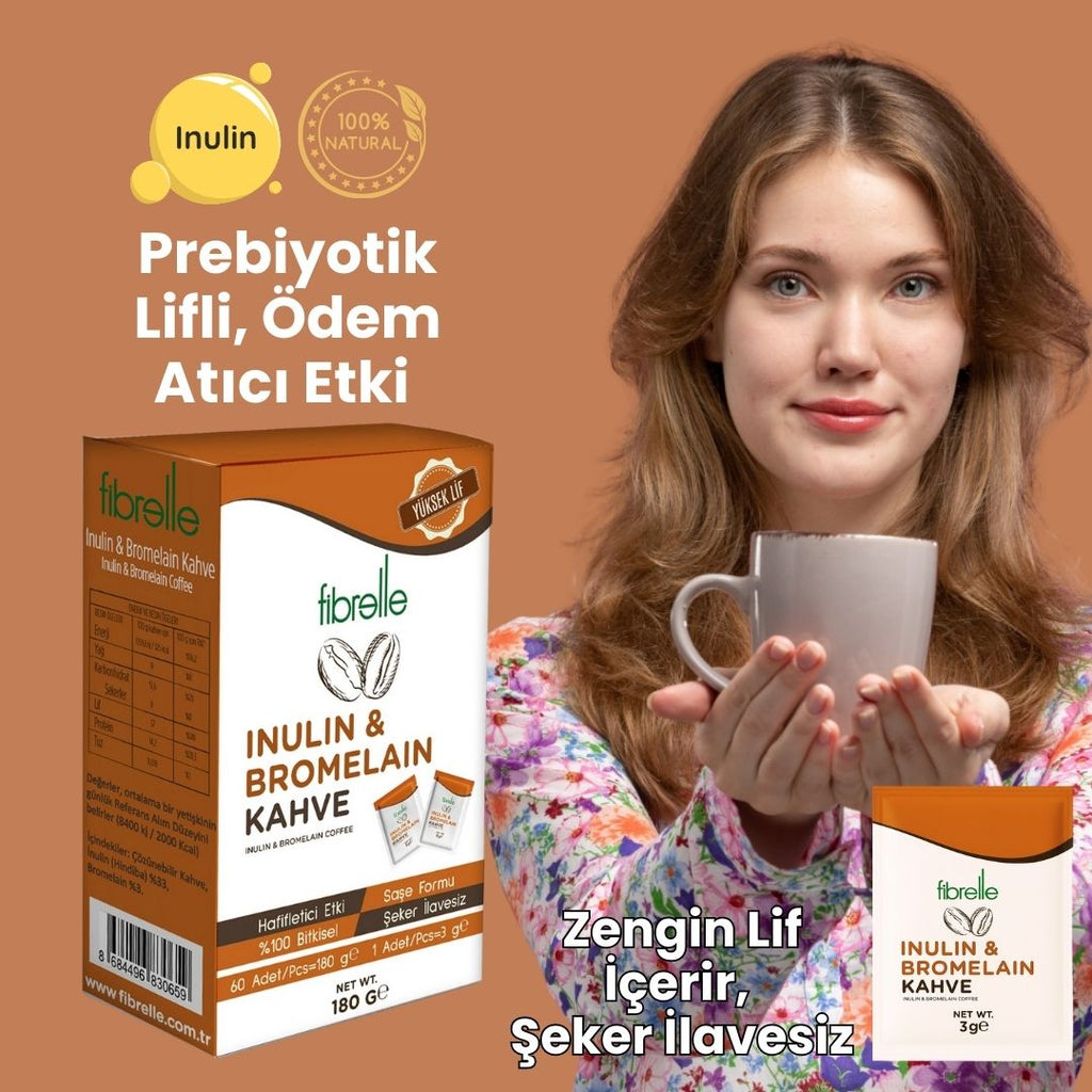 Fibrelle İnülin & Bromelain Detox Kahve 180 g. (60 Saşe x 3 g.)