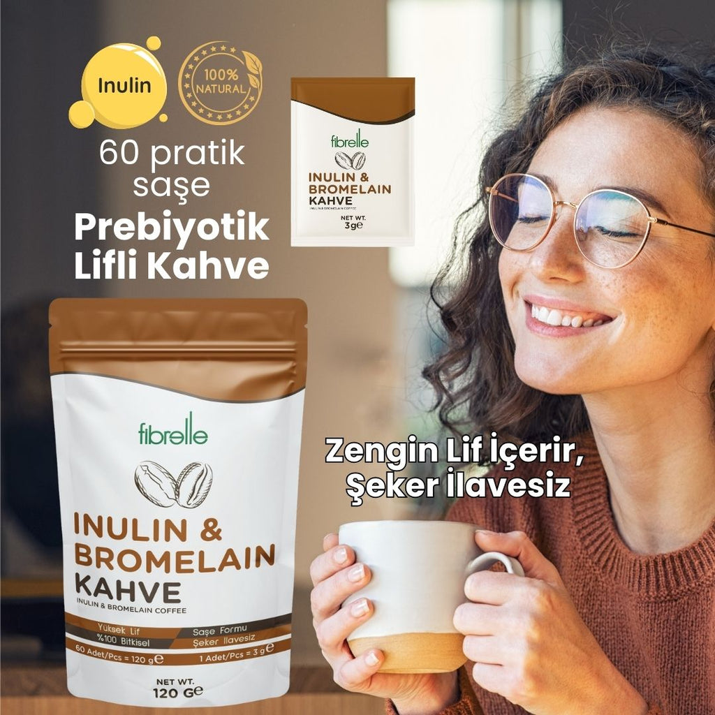 Fibrelle İnülin & Bromelain Detox Kahve 180 g. (60 Saşe x 3 g.)