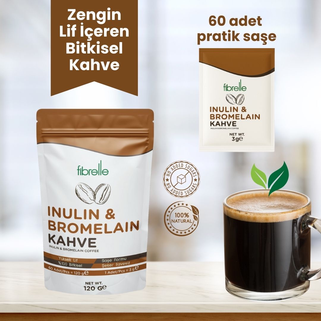 Fibrelle İnülin & Bromelain Detox Kahve 180 g. (60 Saşe x 3 g.)