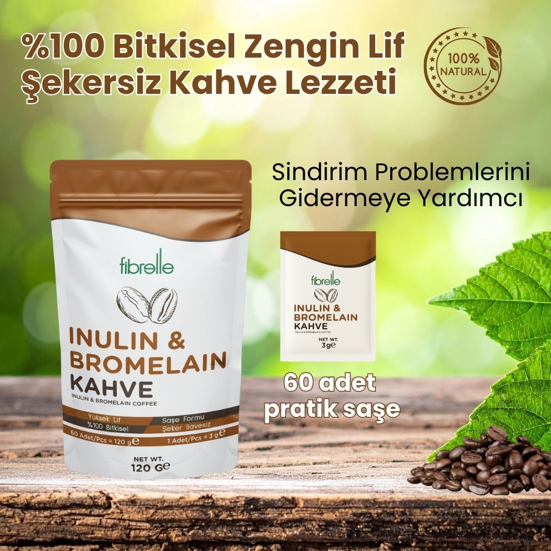 Fibrelle İnülin & Bromelain Detox Kahve 180 g. (60 Saşe x 3 g.)