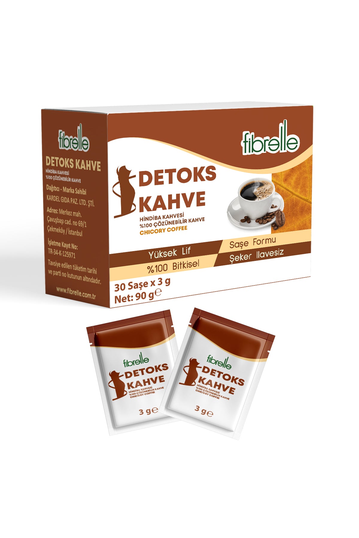 Fibrelle Hindiba Kahvesi Detox 30 Adet 3 gr Kutu Saşe 90 g