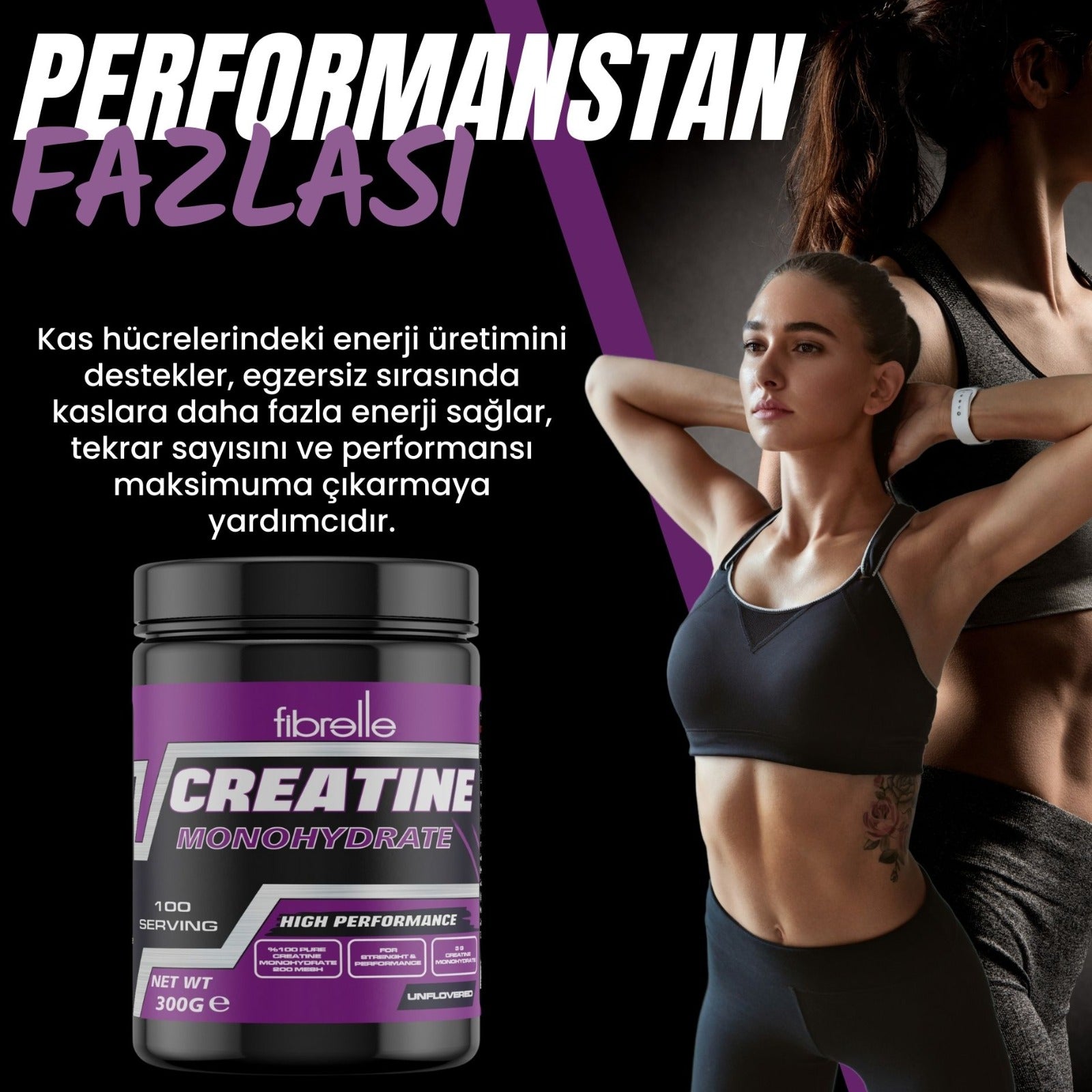 Fibrelle Kreatin Monohidrat 300 g - 100 Servis