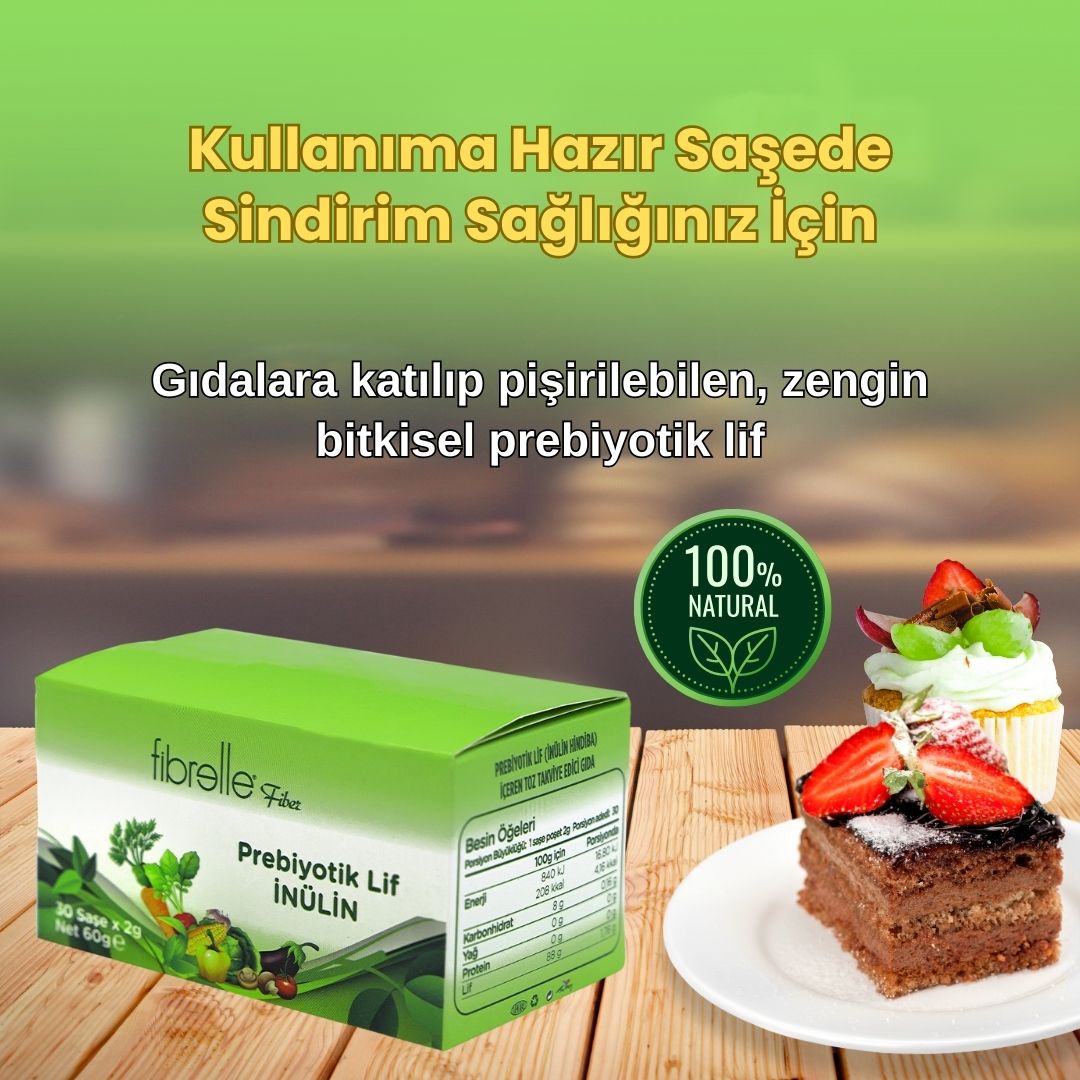 Fibrelle Doğal Prebiyotik Lif & İnulin (Hindiba Lifi 30 saşe x 2 g.) 60 g.