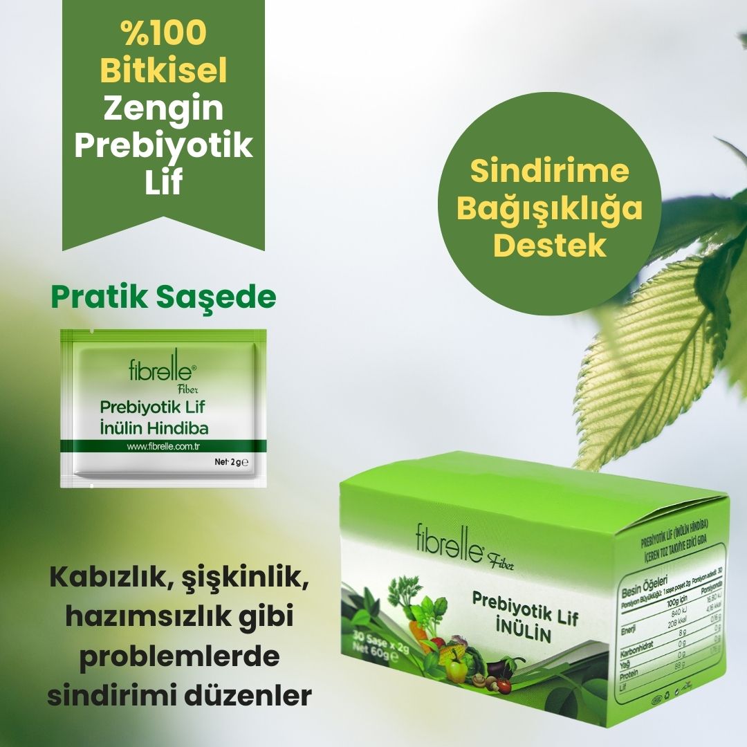Fibrelle Doğal Prebiyotik Lif & İnulin (Hindiba Lifi 30 saşe x 2 g.) 60 g.