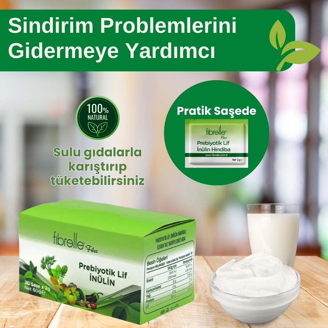 Fibrelle Doğal Prebiyotik Lif & İnulin (Hindiba Lifi 30 saşe x 2 g.) 60 g.