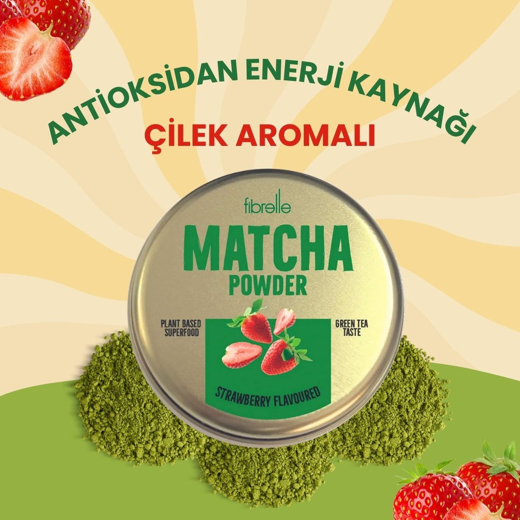 Fibrelle Çilek Aromalı Artizan Saf Matcha Tozu 25 g. (Artisan Strawberry Pure Matcha Powder)