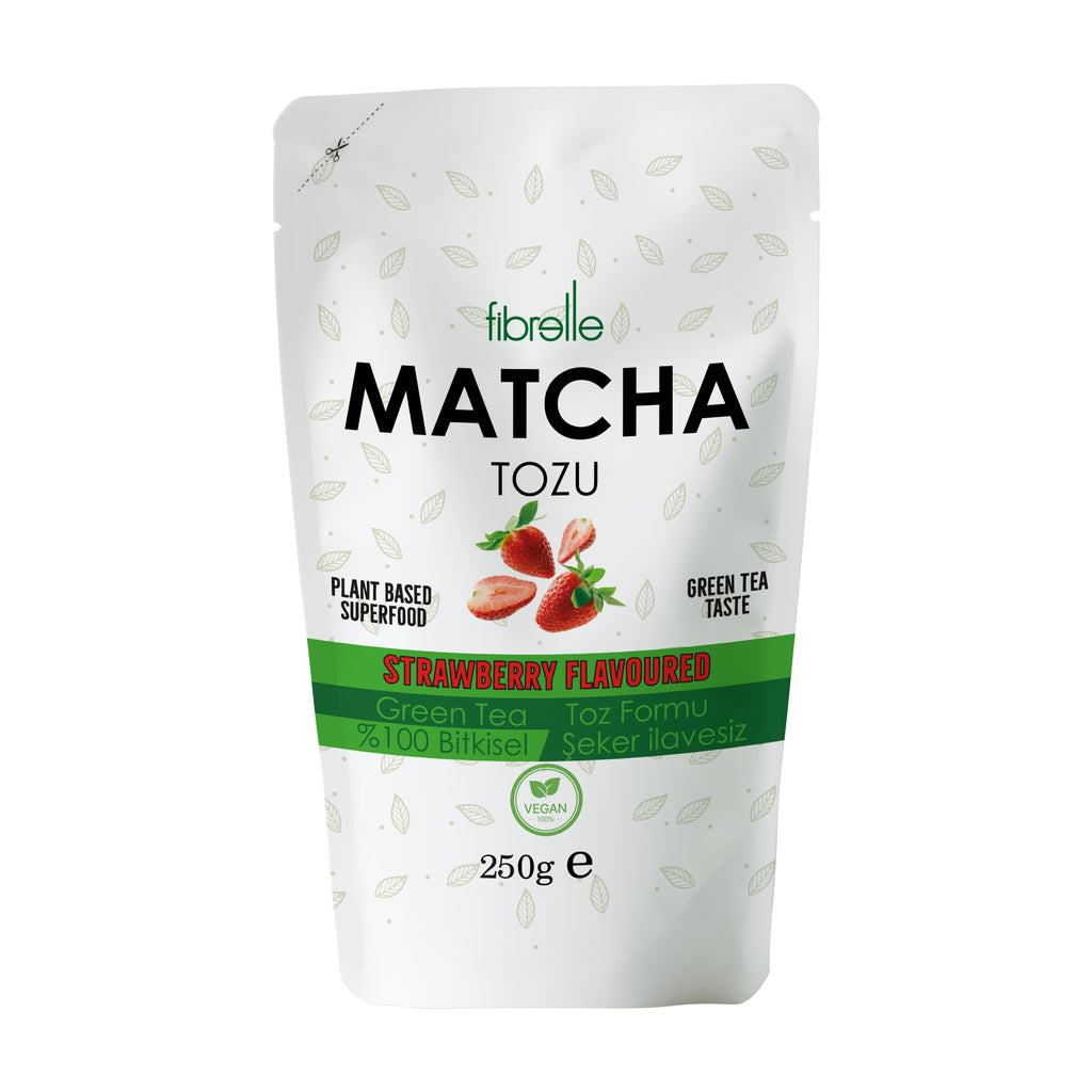 Fibrelle Çilek Aromalı Saf Matcha Tozu 250 g. (Strawberry Pure Matcha Powder)