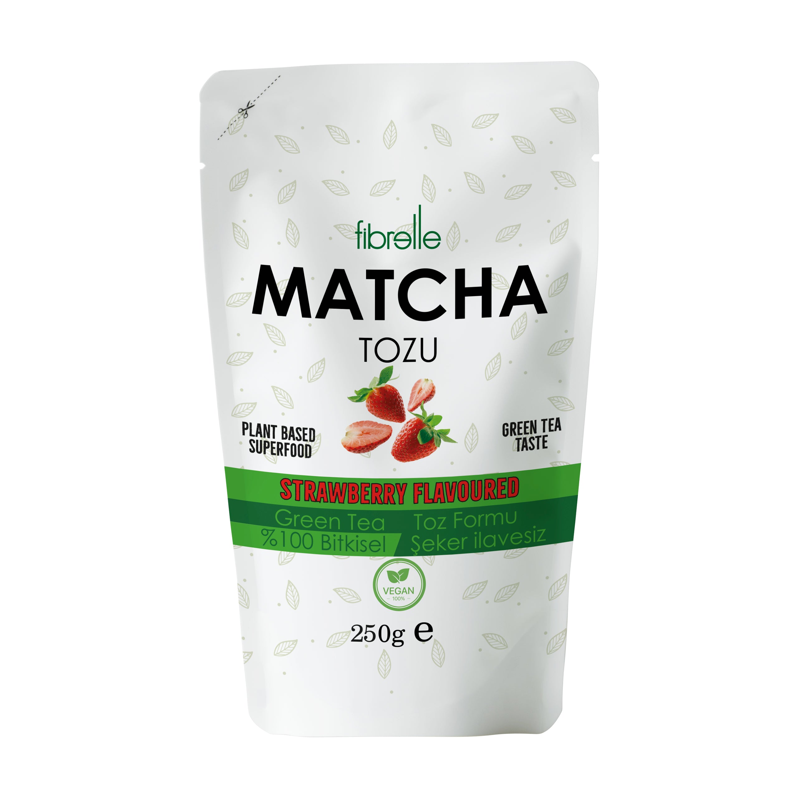 Fibrelle Çilek Aromalı Saf Matcha Tozu 250 g. (Strawberry Pure Matcha Powder)