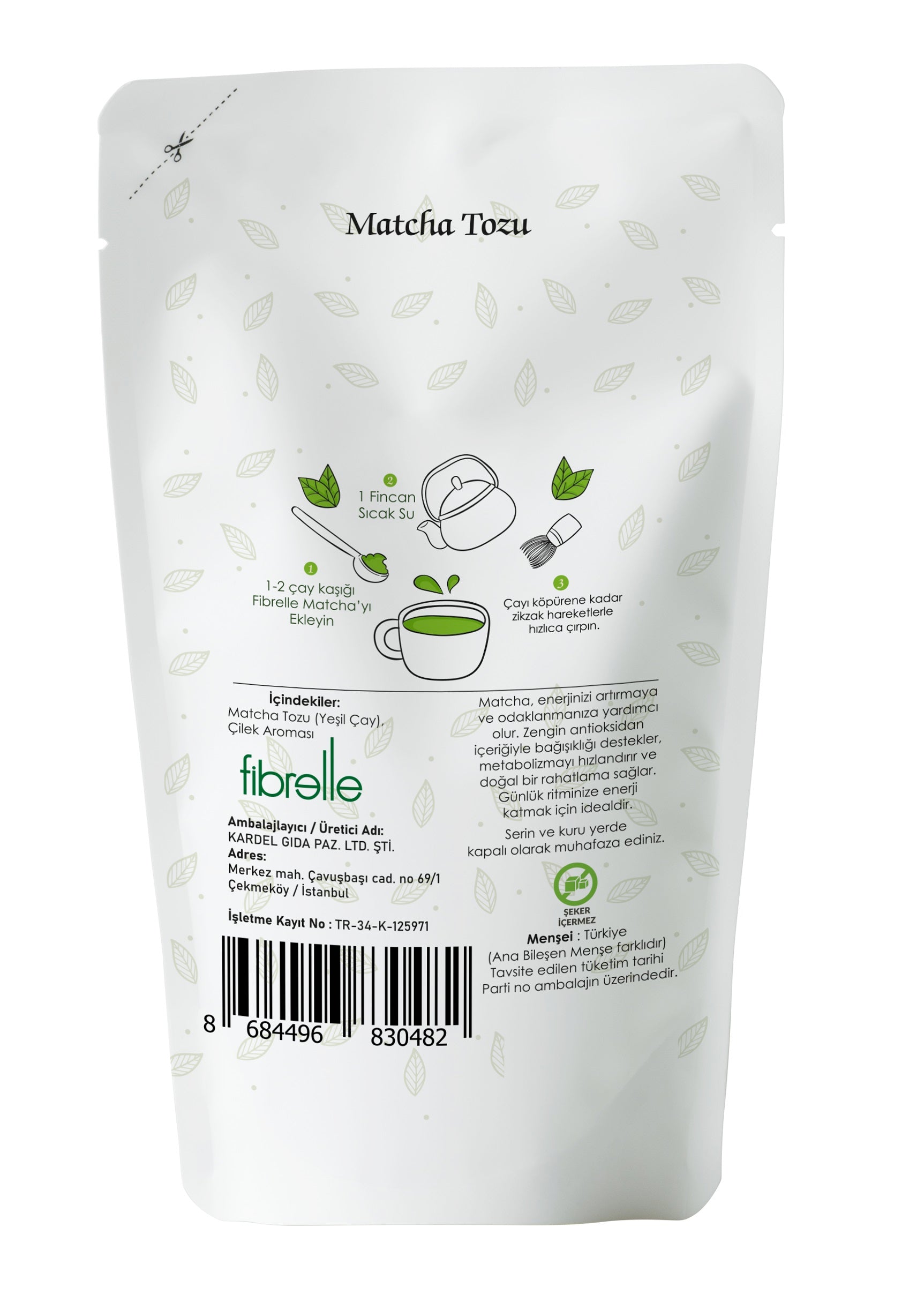 Fibrelle Çilek Aromalı Saf Matcha Tozu 250 g. (Strawberry Pure Matcha Powder)