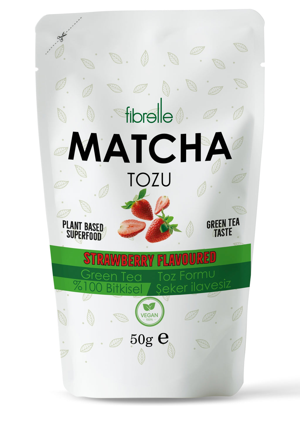 Fibrelle Çilek Aromalı Saf Matcha Tozu 50 g. (Strawberry Pure Matcha Powder)