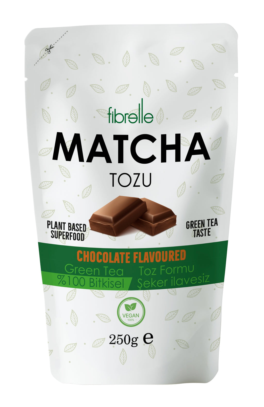 Fibrelle Çikolata Aromalı Saf Matcha Tozu 250 g. (Chocolate Pure Matcha Powder)