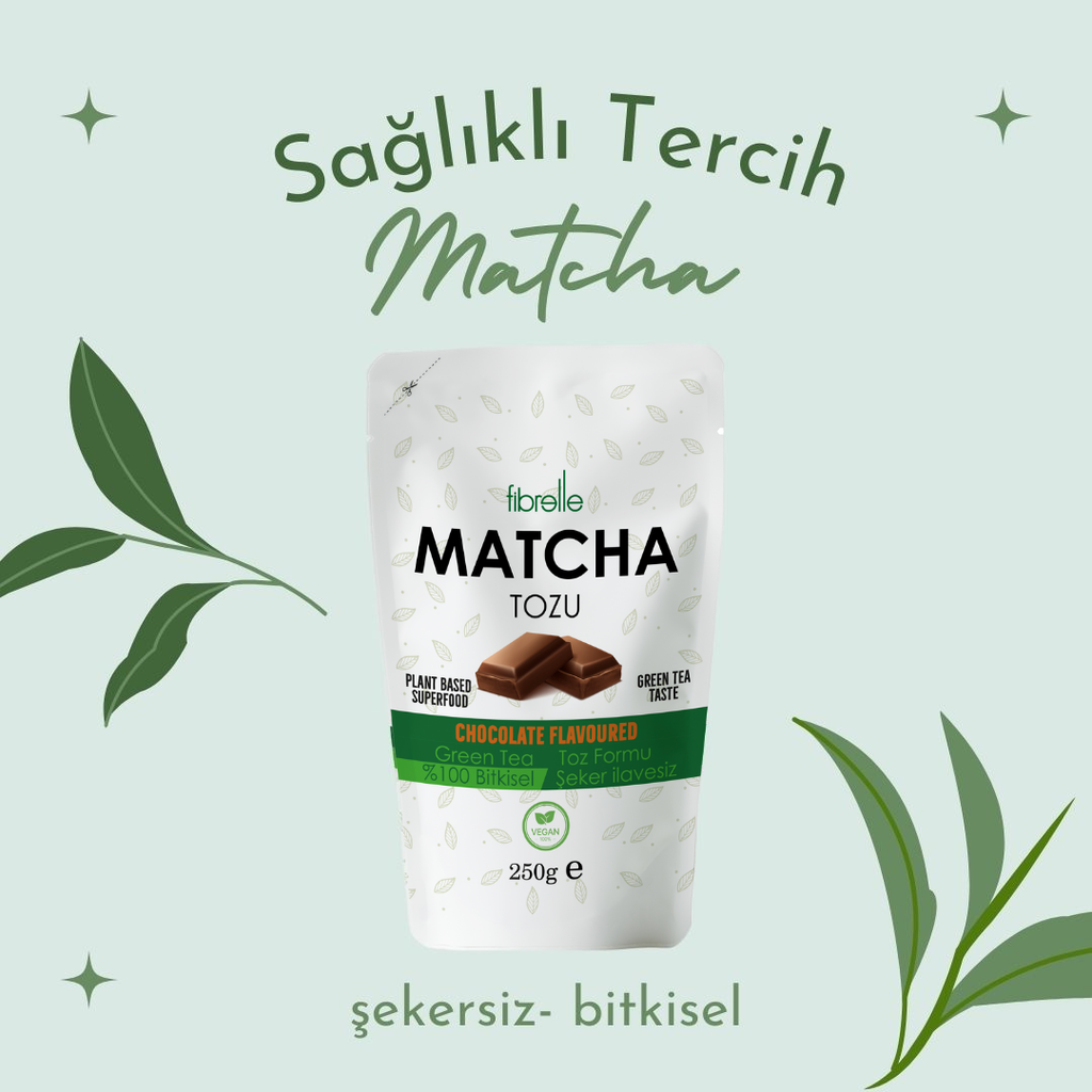 Fibrelle Çikolata Aromalı Saf Matcha Tozu 250 g. (Chocolate Pure Matcha Powder)