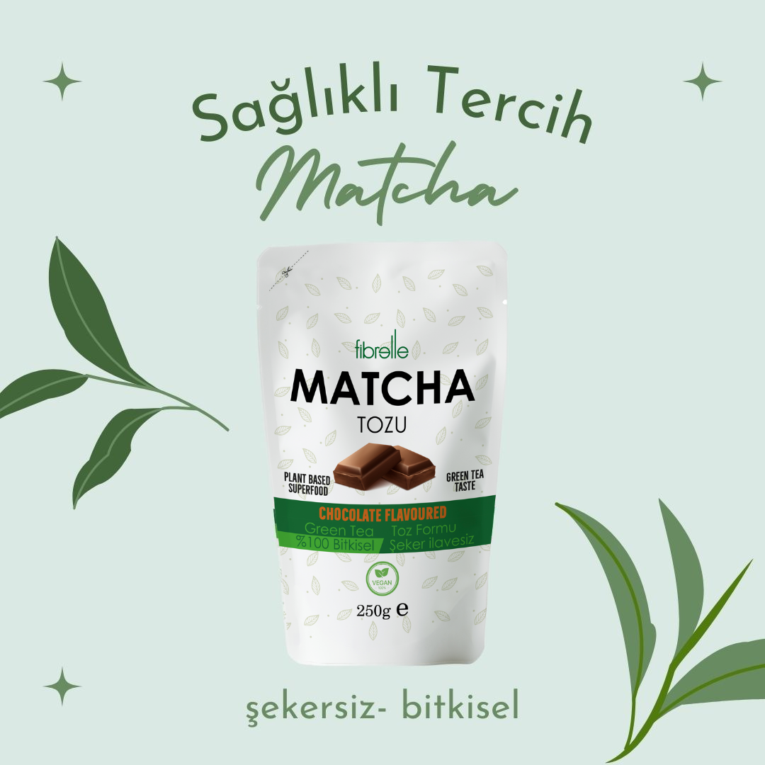 Fibrelle Çikolata Aromalı Saf Matcha Tozu 250 g. (Chocolate Pure Matcha Powder)