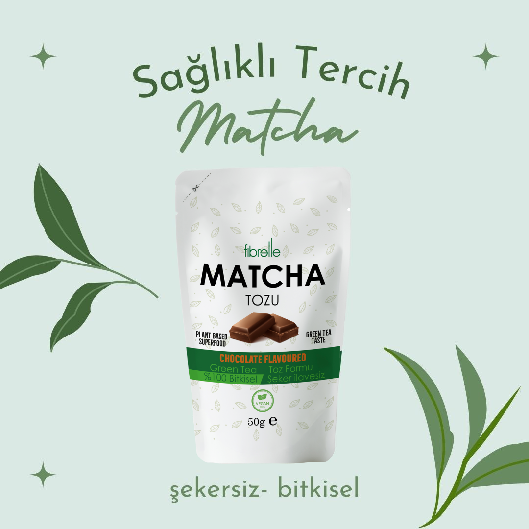 Fibrelle Çikolata Aromalı Saf Matcha Tozu 50 g. (Chocolate Pure Matcha Powder)