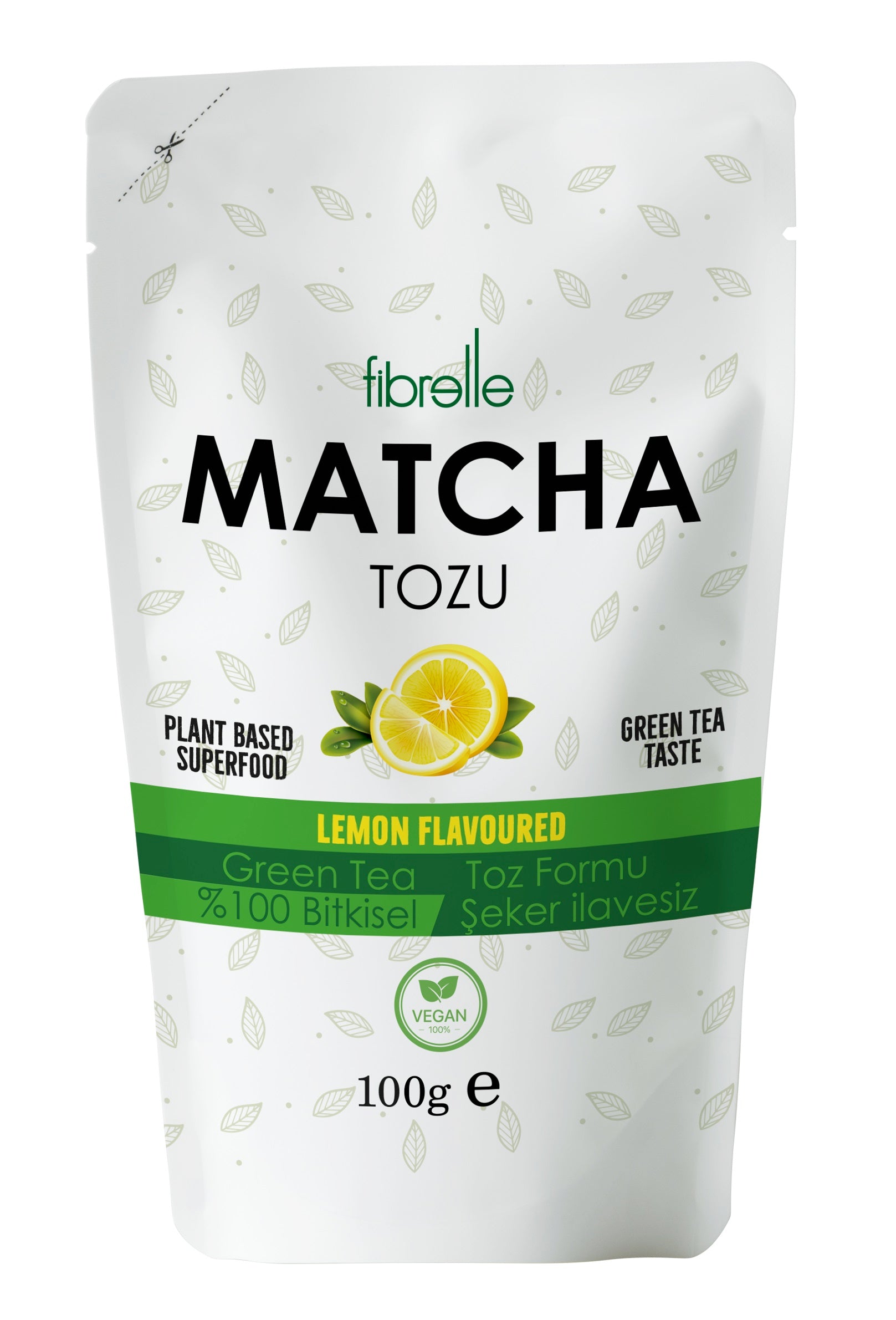 Fibrelle Limon Aromalı Saf Matcha Tozu 100 g. (Lemon pure Matcha Powder)