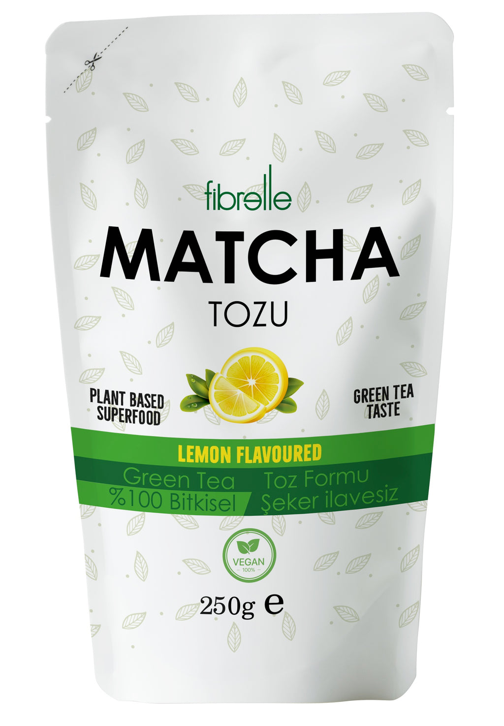 Fibrelle Limon Aromalı Saf Matcha Tozu 250 g. (Lemon Pure Matcha Powder)