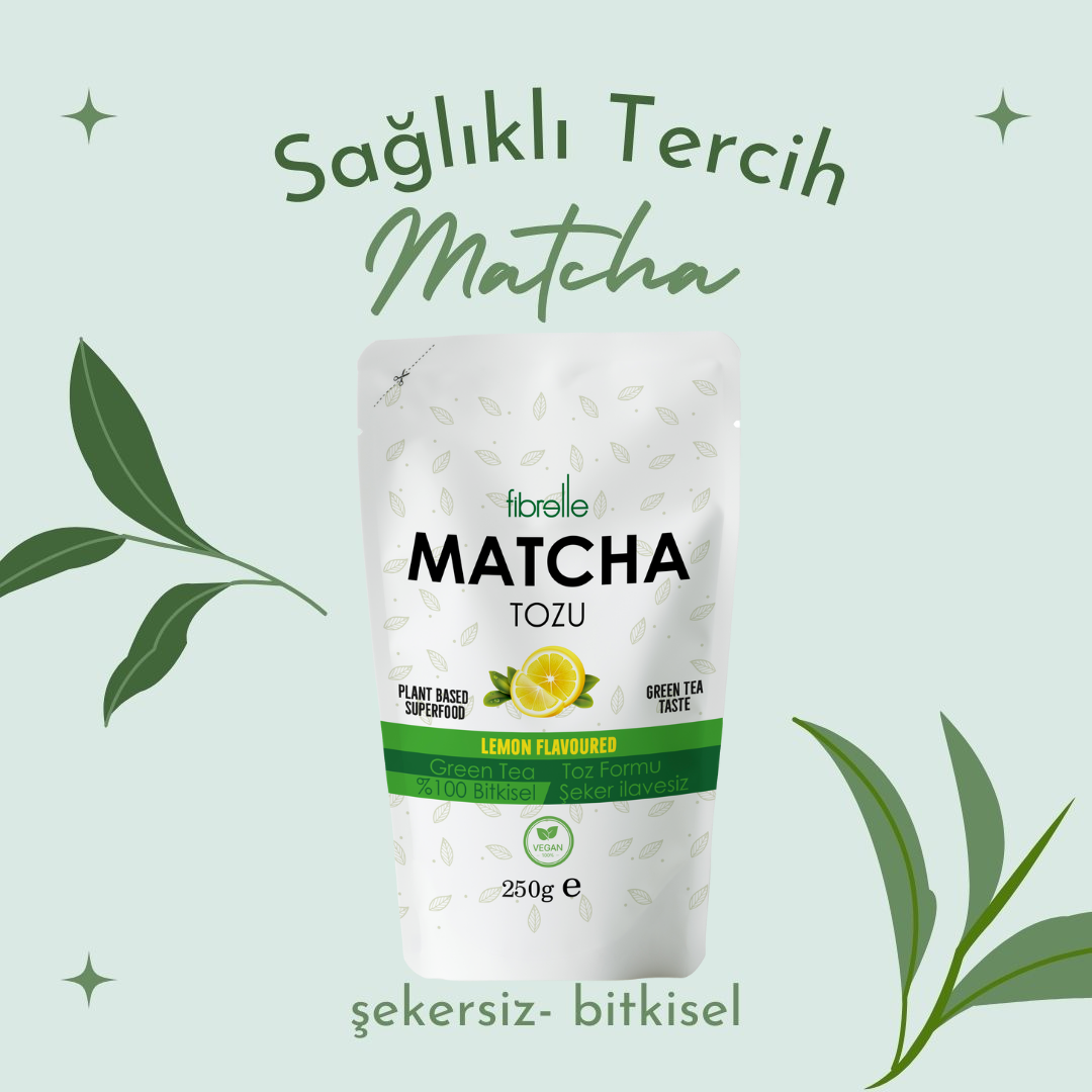 Fibrelle Limon Aromalı Saf Matcha Tozu 250 g. (Lemon Pure Matcha Powder)