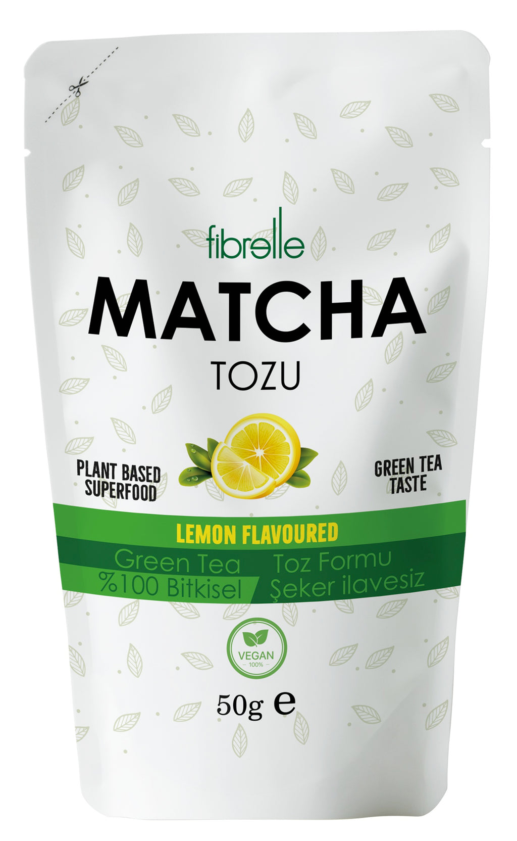 Fibrelle Limon Aromalı Saf Matcha Tozu 50 g. (Lemon Pure Matcha Powder)