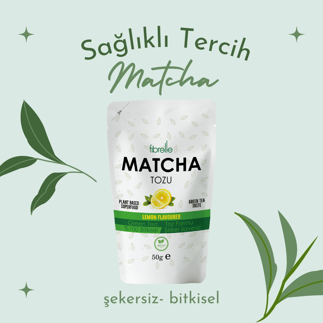 Fibrelle Limon Aromalı Saf Matcha Tozu 50 g. (Lemon Pure Matcha Powder)