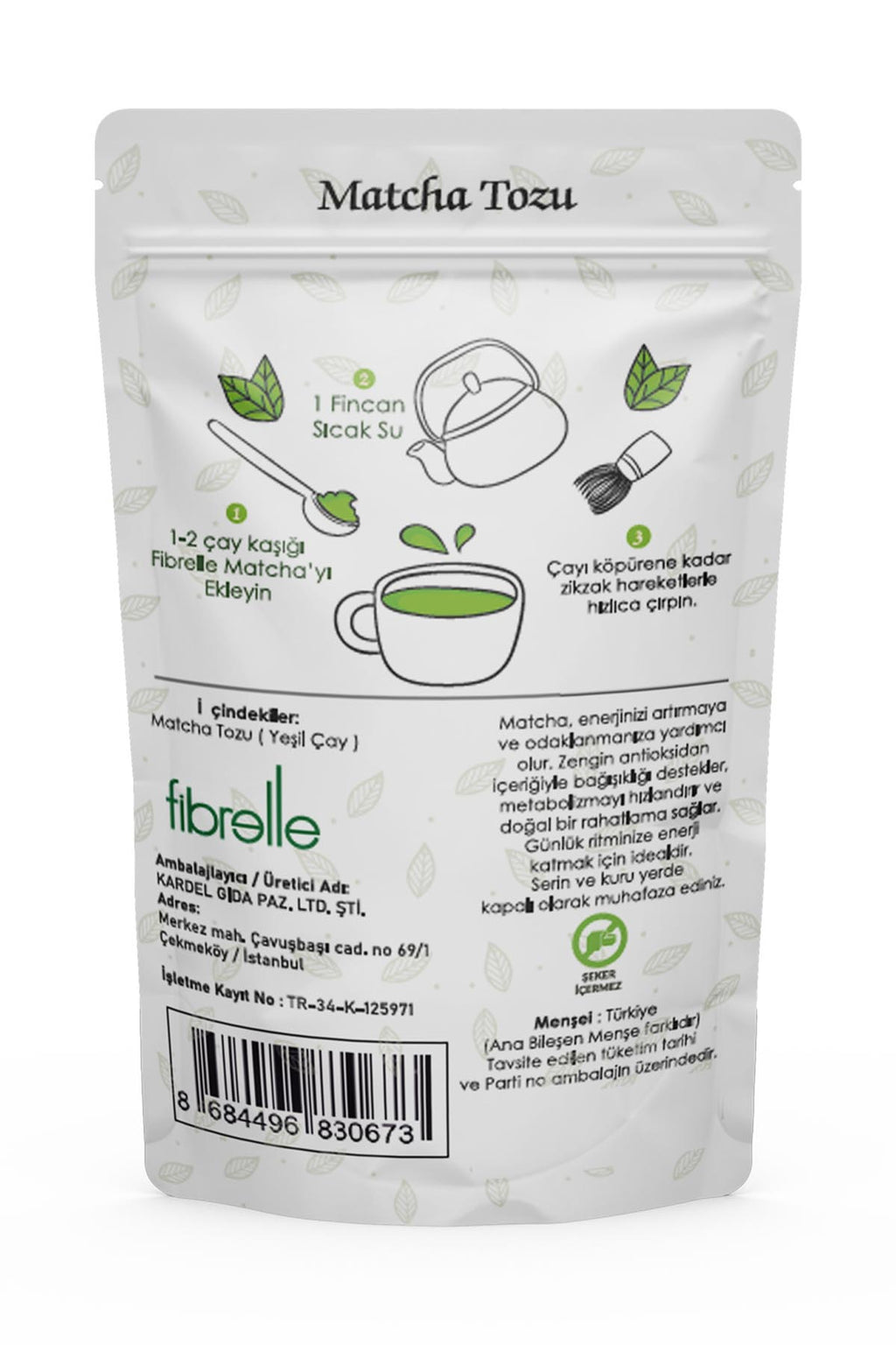 Fibrelle Saf Matcha Tozu 100 g. (Pure Matcha Powder)