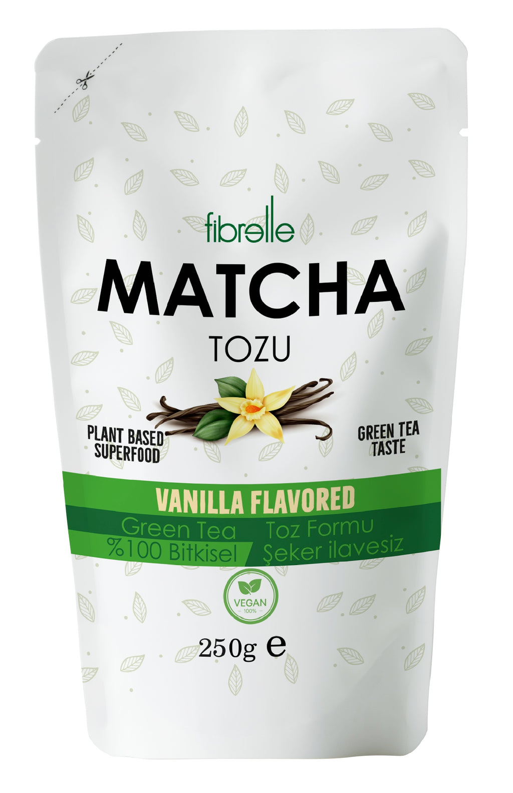 Fibrelle Vanilya Aromalı Saf Matcha Tozu 250 g. (Vanilla Pure Matcha Powder)