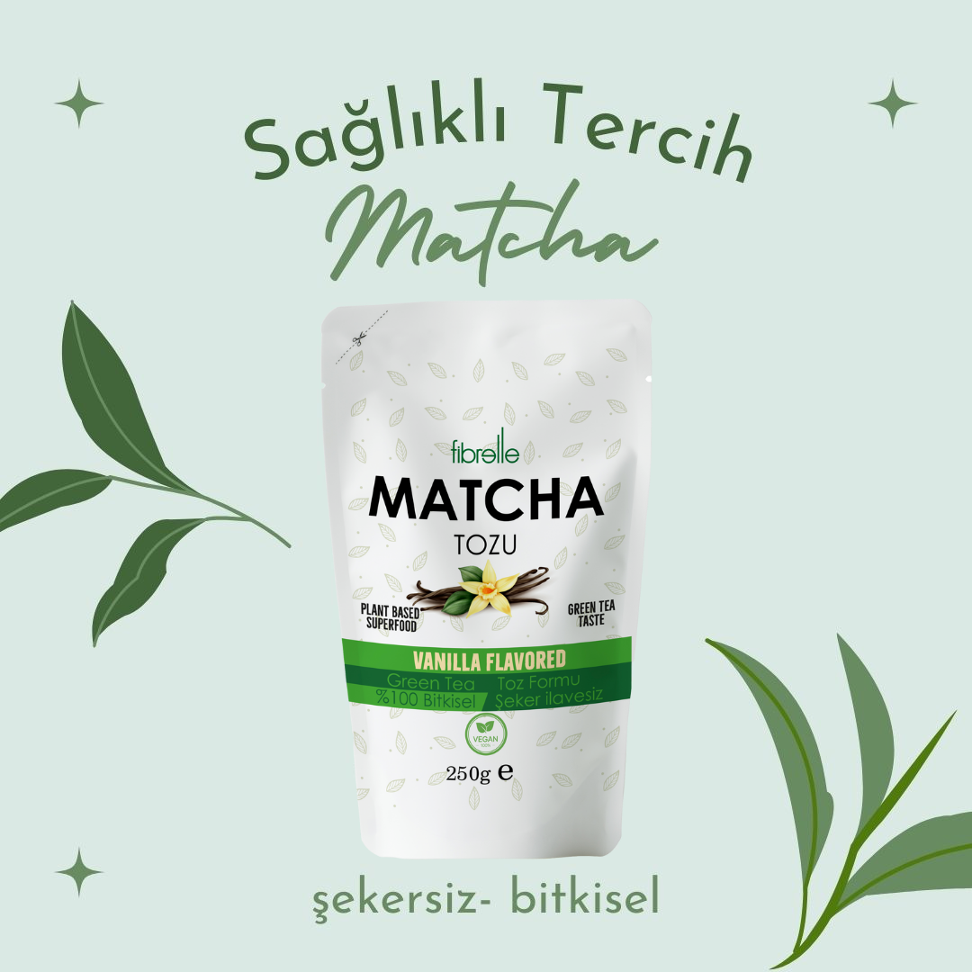 Fibrelle Vanilya Aromalı Saf Matcha Tozu 250 g. (Vanilla Pure Matcha Powder)