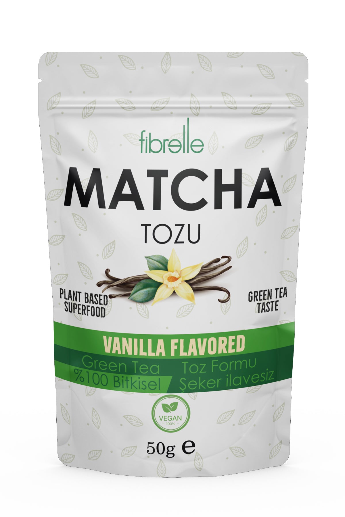 Fibrelle Vanilya Aromalı Saf Matcha Tozu 50 g. (Vanilla Pure Matcha Powder)