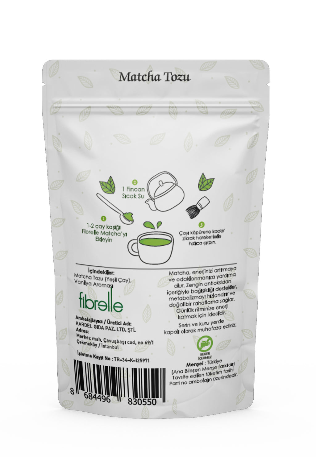 Fibrelle Vanilya Aromalı Saf Matcha Tozu 50 g. (Vanilla Pure Matcha Powder)