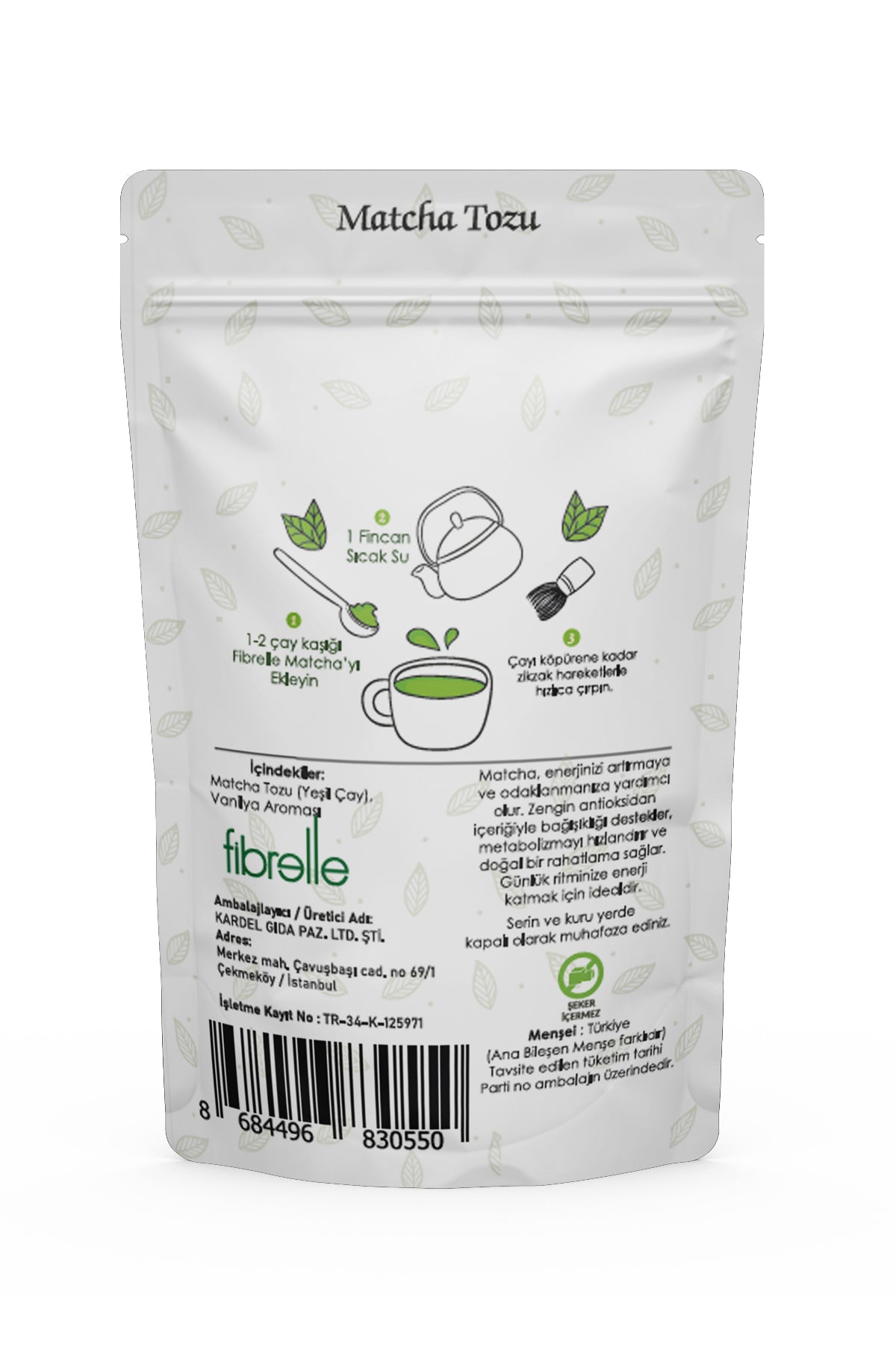 Fibrelle Vanilya Aromalı Saf Matcha Tozu 50 g. (Vanilla Pure Matcha Powder)