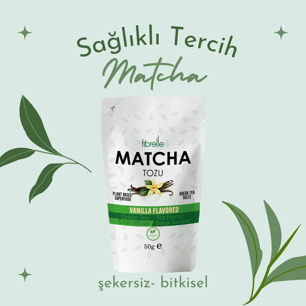 Fibrelle Vanilya Aromalı Saf Matcha Tozu 50 g. (Vanilla Pure Matcha Powder)