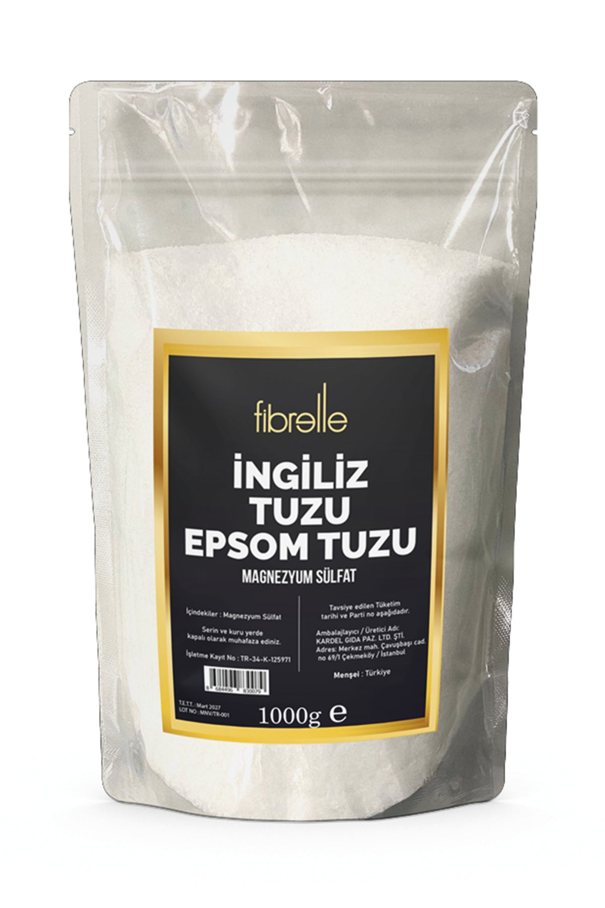 Fibrelle İngiliz Tuzu (Epsom Tuzu) Katkısız 1 Kg